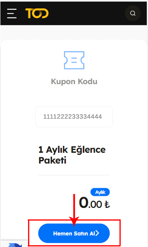 TOD Aktivasyon Adım 2