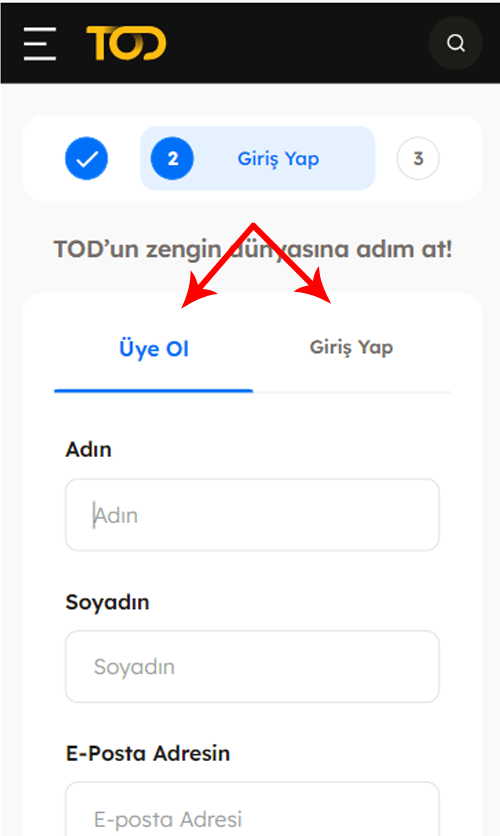 TOD Aktivasyon Adım 4